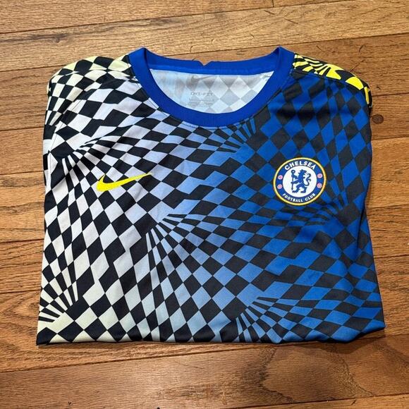 Nike Chelsea Football Club Blue Black Checkered Jersey - Picture 1 of 1